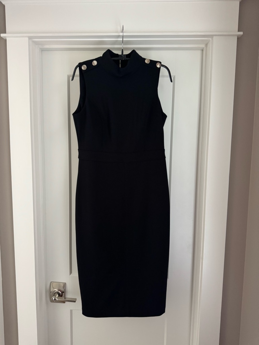 Tommy Hilfiger Black Sleeveless Sheath Dress with Shoulder Button Accents Size 4